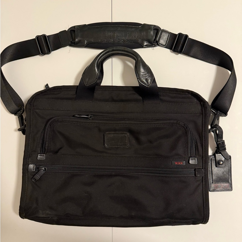 Tumi Black Briefcase with Adjustable Strap